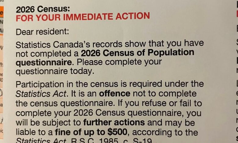 Canada 2026 Census notice urging residents to complete the questionnaire today.